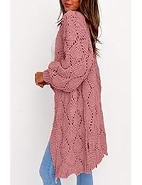 QINSEN Womens Chunky Cable Knit Cardigan Side Slit Open Front Winter Long Sweater