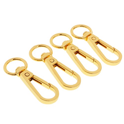 Dovewill 4 Pieces Alloy Lobster Swivel Clasps Clips Bag Key Ring Hook Keychain Hook Jewelry Findings - Gold, 12mm