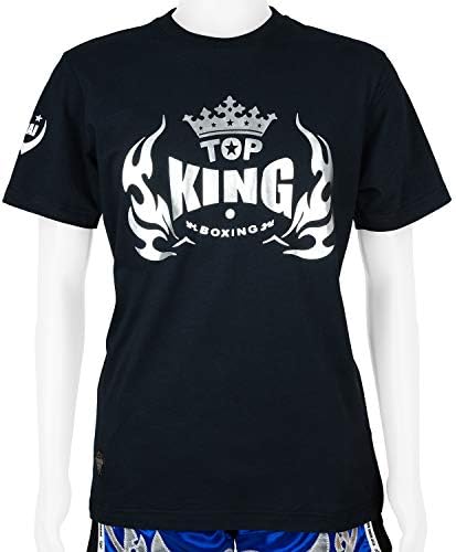 Top King Boxing Black Logo Tshirt Muay Thai MMA Kickboxing (Medium)