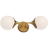 Alora Mood Classic 2-Light Wall/Vanity Sconce, 19 inch Aged Gold/Opal Matte, Alloy Steel | Ideal for Bathrooms, Entryways & H