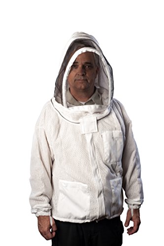 Forest Beekeeping Jacket - Ventilated Jacket with Fencing Veil Hood, Premium Beekeeping Jacket YKK Brass Zippers, Professional, Commercial, and Beginner Beekeeper Jacket (MEDIUM)