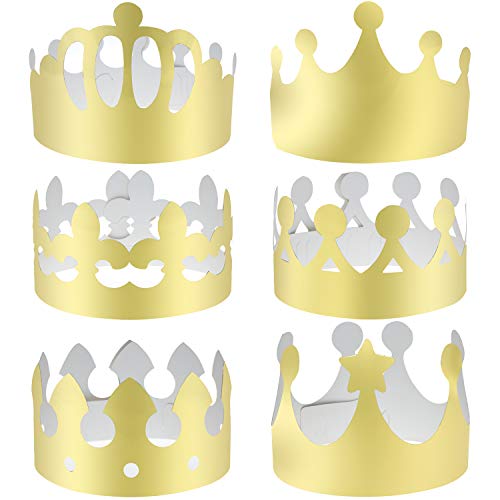 LOCOLO 24 Pieces Paper Crowns for Kids Adults Golden Party King Crown Hats for Party and Celebration