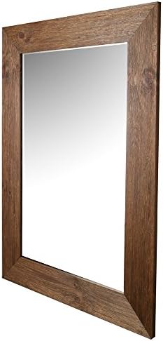 ArtMaison Beveled Hanging Wall Mirror with Hand Stained Pine Frame, 34-Inch by 46-Inch