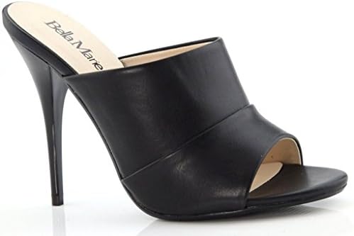 Bella Marie Bebe-01 Women's High Heel Stiletto Mules Slide,Open Toe Dress Sandal Black, 7 B (M) US