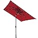 Abba Patio 7 by 9 Feet Outdoor Rectangular Umbrella with Solar Powered 32 LED Lights with Tilt and Crank, Dark Red