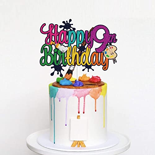 5th Birthday Slime Cake Topper - Art Palette Painting Theme Decor For 5 Year Old Party