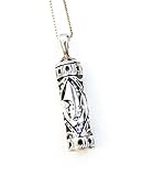 Sterling Silver 925 Mezuzah Pendant & Necklace.w- Shin 