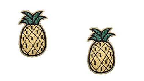 2 pieces PINEAPPLE Iron On Patch Fabric Applique Fruit Food Motif Children Ananas Decal 2.4 x 1.5 inches (6 x 3.8 cm)