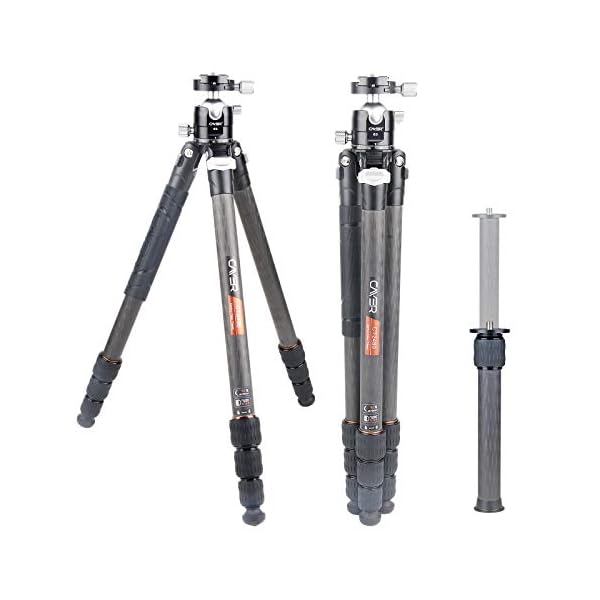 Cayer CT2480 Stativ aus Kohlefaser, 170,2 cm, leichtes professionelles Kamera-Reisestativ mit niedrigem Kugelkopf, 0,6…
