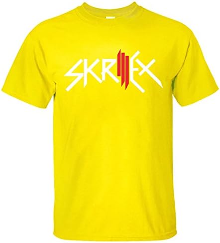 XBANM Men's American electronic music DJ Skrillex Logo Casual Shirts yellow XXL
