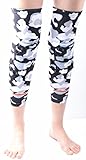 COOLOMG Pair Kids Adult Pad Crashproof Basketball Leg Knee Long Sleeve Protector Gear Camouflage Grey L