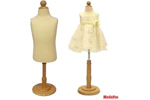 ROXY DISPLAY INC. 1 Year Old Child/Kids Body Dress Form Mannequin White Jersey Form Cover with Wooden Base(C1T)