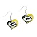 aminco womens NFL Green Bay Packers Swirl Heart Earrings Multi, One Size