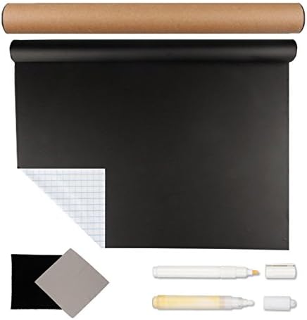 UrToyHut Self-Adhesive Chalkboard Wall Paper - 45*200cm - Including Extra 2 Microfiber Cleaning Clothes and 2 Liquid Chalk Markers (45*200cm)