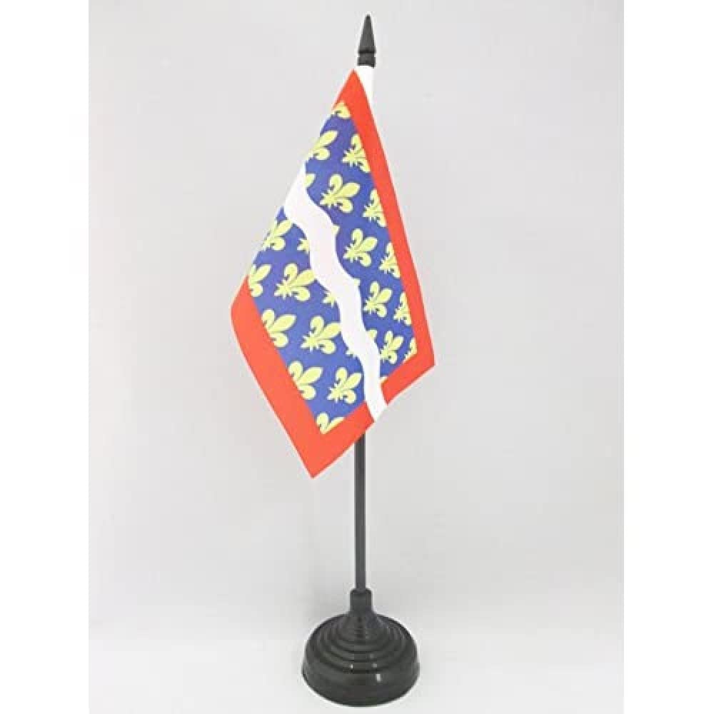 AZ FLAG - French Department of Cher Table Flag 4'' x 6'' - Department of France Office Mini Banner 100% Polyester 15 x 10 cm - Mini Desk Flag with 10'' Pole and Black Plastic Base