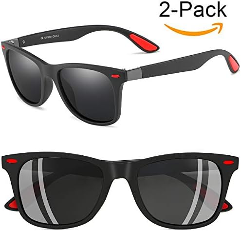 Polarized Wayfarer Sunglasses for Men Women Matte Black Frame