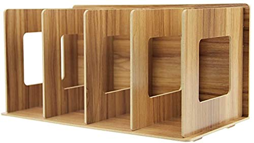 FakeFace Eco Wood Folding File CD Rack Holder Detachable Desk Tidy Organiser Book Rack 4 Section File Dividers Letter Document DVD Display Storage Shelf Bookend Book Stand for Office Home School