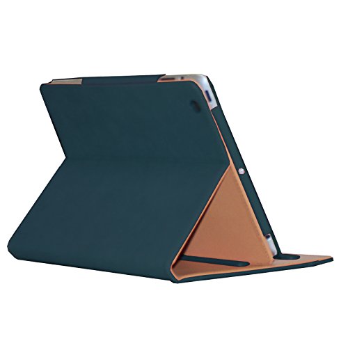 New 2017 iPad 9.7 Case (2017 Released), JYtrend Multi-Angle Viewing Stand Leather Folio Smart Cover with Big Front Pocket Auto Wake Up/Sleep for A1822 A1823 (Navy)
