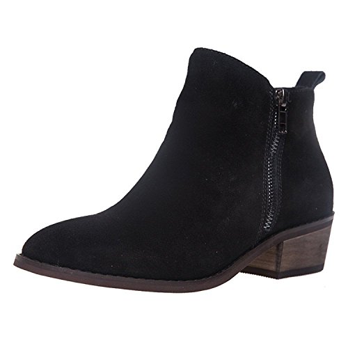 SheSole Women's Ankle Boots Low Heel Suede Short Ankle Booties Black US 8