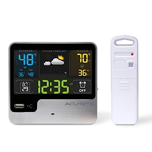 AcuRite 01129M Alarm Clock with USB Charger & Weather Station Bry