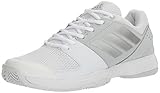 adidas Performance Women's Barricade Court w Tennis Shoe, White/Metallic Silver/Medium Grey Heather, 8.5 M US