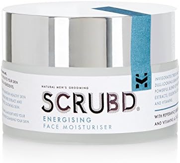 SCRUBD Powerful All-Natural, Energising FACE MOISTURISER for Men. With Vitamins A, C & E restores lost moisture and vigour, leaving skin feeling fresh and energised.