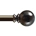 KAMANINA 1 Inch Curtain Rod Telescoping Single Drapery Rod 72 to 144 Inches (6-12 Feet), Bronze Heavy Duty Curtain Rods for Windows, Round Finials