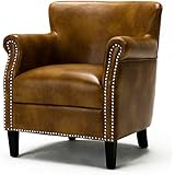 Holly Camel Brown Faux Leather Club Accent Chair