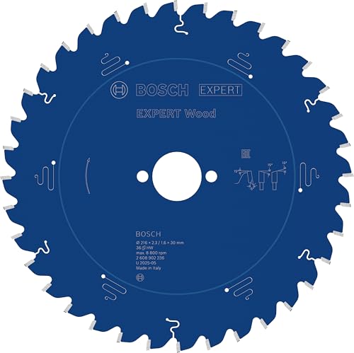 Bosch 1x Lame de scie circulaire filaire EXPERT Wood pour scies à onglets (pour Bois résineux, Bois dur, Ø mm, Professional Accessoire Scie circulaire à onglets filaire)