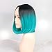 ZingSilky Ombre Blue Bob Style Straight Synthetic Wigs for Women High temperature Fiber+ Free Wig Cap(13inch, 1B#/blue)