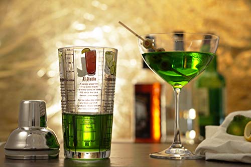 14 oz Recipe Glass Cocktail Shaker With Strainer Top - Includes 6 Cocktail Drink Recipes (Tequila Theme)