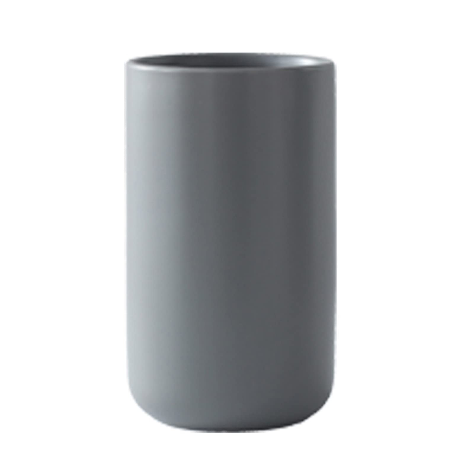 TITA-DONG Ceramic Kitchen Utensil Holder for Countertop, Matte White Crock with Non Slip Unglazed Base, Farmhouse Utensil Caddy for Kitchen Tools Decor(L/Gray)