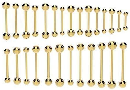 Vault 101 LimitedSteel Gold Tongue Bar Straight Barbell Piercing Eyebrow Tragus Nipple