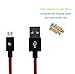 Braided Micro USB Cable 6ft [3-Pack] by Wasserstein for Android devices, e-readers and all other Micro USB devices from brands such as Samsung, HTC, LG, Motorola, Nexus, Nokia and more (Red)