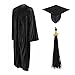 GraduationMall Shiny Graduation Cap and Gown with 2025 Tassel for High School and Bachelor Black 48(5'3