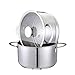 Tri-Ply Stainless Steel Sauce Pan with Steamer Basket & Strainer Glass Lid–Multi-Function Pot 3.5 QT- Modern Sleek Design–Safe,Chemical-Free& Stylish Cookware–Upgrade Your Kitchen with Healthy Cooking