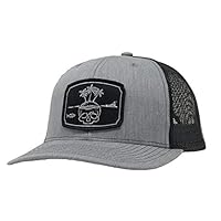 Hat-Headz Trucker Hats | Skull Island Fishing | Snapback Mens Trucker Hat (Grey)