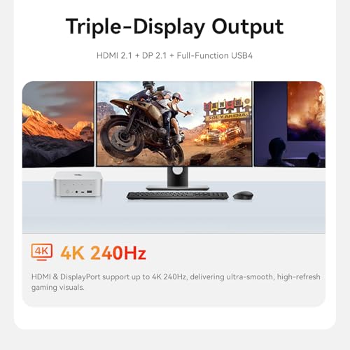 Beelink SER8 Mini PC, AMD Ryzen 7 8745HS(8C/16T, up to 4.9GHz), 16GB DDR5 500GB PCIe4.0 SSD, Desktop Computer 4K@240Hz Triple Display HDMI 2.1+DP2.1+USB4, WiFi 6, BT5.2, 2.5G LAN