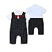 Baby Boy Short Sleeve With Bowtie Checked Gentleman Romper Toddler Outfit Clothing Set 1pcs Jumpsuit (Label 80 / 6-12 Months, Black)