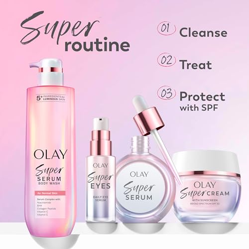 OLAY SUPER CREAM WITH SUNSCREEN SPF 30, LIGHTWEIGHT FACE MOISTURIZER WITH SUN PROTECTION, 5-IN-1 SKIN CARE BENEFITS – HYDRATING, BRIGHTENING, FIRMING – NIACINAMIDE, VITAMIN C, COLLAGEN PEPTIDE, 1.7 OZ