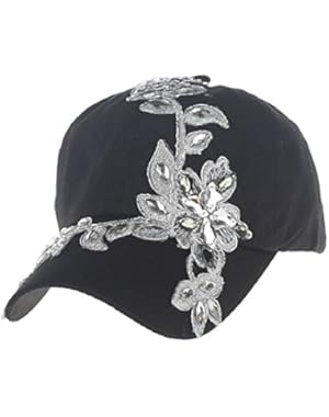 Lady Cotton Campagne Bling Flower Pattern Adjustable Baseball Cap!
