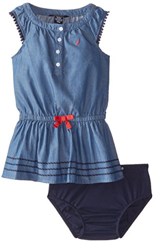 Nautica Baby Girls' Drop Waist Chambray Dress