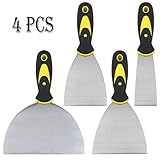 4 Pieces Stainless Stell Drywall Taping Knives Set,1.5/3/4/6 Inch Putty Knives, Wall Scrapers with Comfortable and Anti-slip Handle.