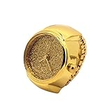Hot Sale! AMA(TM) Men Women Dial Quartz Analog Watch Bling Bling Elastic Finger Ring Watch Gifts (Gold)