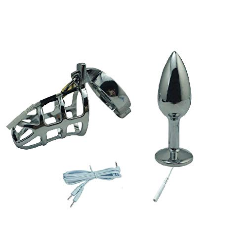 Dream Life Shirt Electro Shock Set cage SM Bondage Metal Ring Electric Stimulation Male Pleasure Toy,Light Green Funny