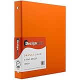 JAM Paper Premium Linen Textured 1 inch Binders - Orange 3 Ring Binder - Sold Individually