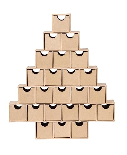 Décopatch HD095C - Un support en papier mâché brun 30x5x35 cm, Calendrier de l'avant en forme de sapin