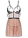ALLureLove Womens Cupless Strappy Lingerie Lace Chemises Babydoll (Beige,L)