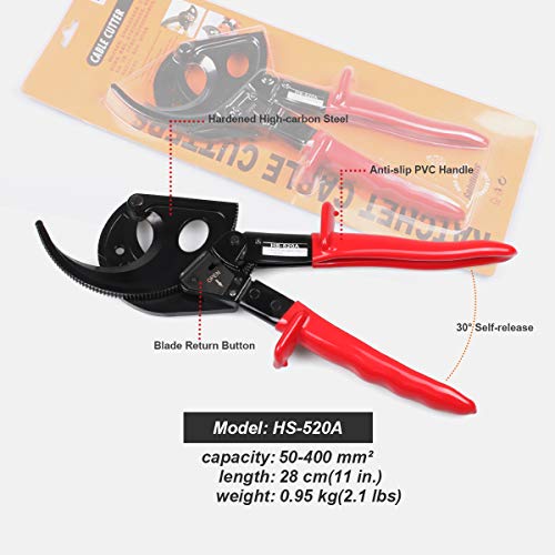 LUBAN Ratchet Cable Cutter, Heavy Duty Wire Cutter for Aluminum Copper