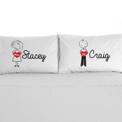 Personalised His and Hers Pillowcase Set, 100% Egyptian Cotton Pillowcase Set